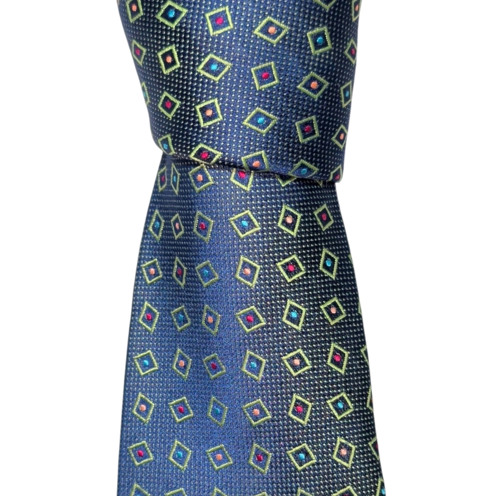 Holland & Sherry Silk Tie Mens Long Colorful Iridescent Geometric Designer Tie